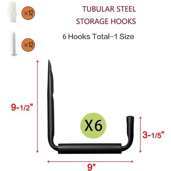 Heavy Duty 9" Arm Large Indoor Outdoor Storage Hooks Hangers with EVA Protector - Picture 2 of 8